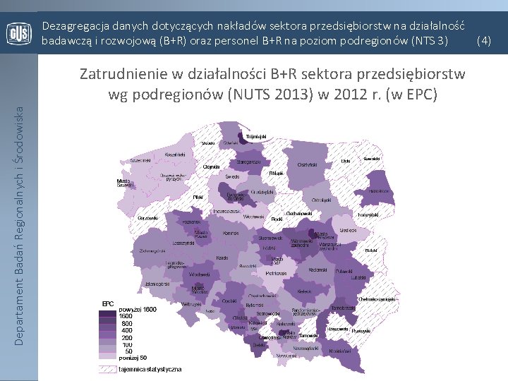 Dezagregacja danych dotyczących nakładów sektora przedsiębiorstw na działalność badawczą i rozwojową (B+R) oraz personel