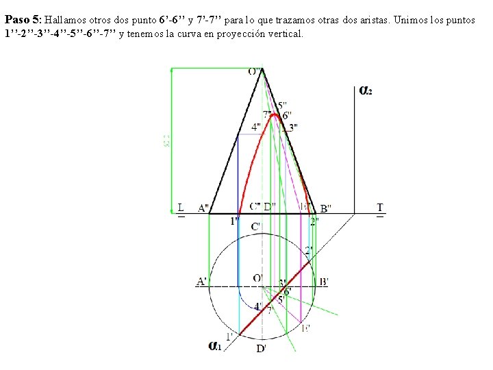 Paso 5: Hallamos otros dos punto 6’-6’’ y 7’-7’’ para lo que trazamos otras
