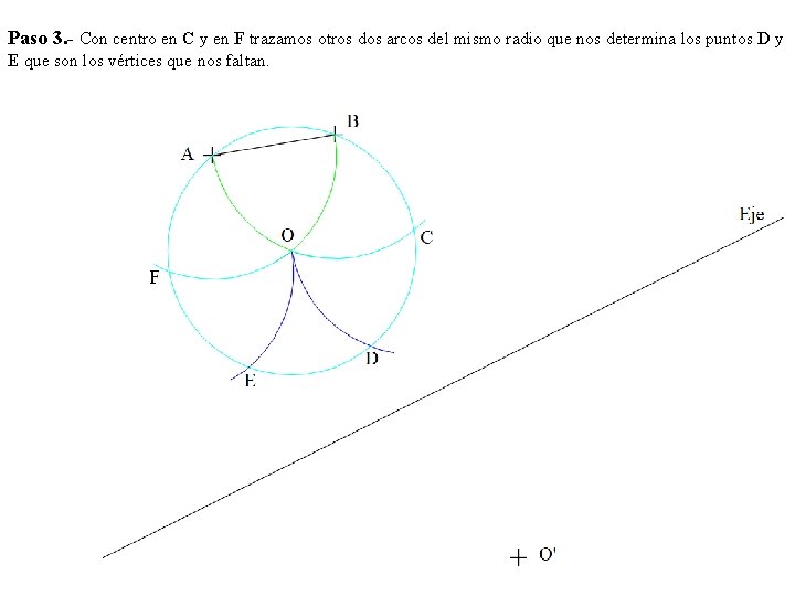 Paso 3. - Con centro en C y en F trazamos otros dos arcos