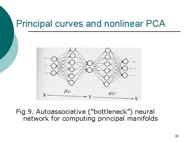 Principal curves and nonlinear PCA Fig 9. Autoassociative (“bottleneck”) neural network for computing principal
