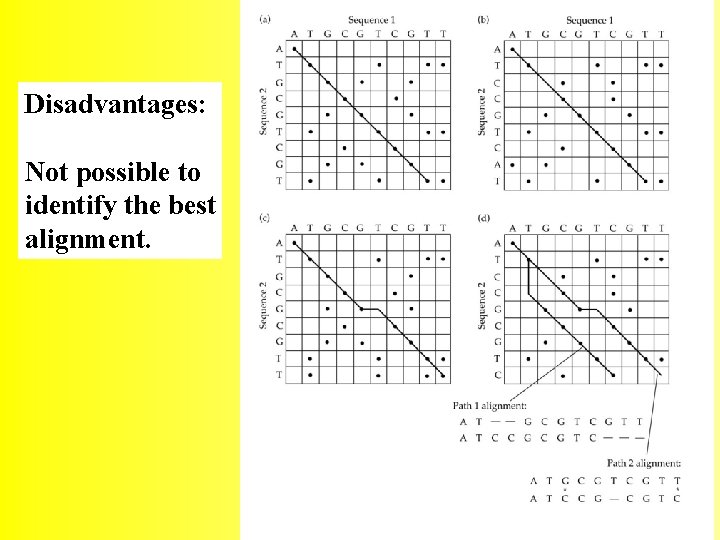 Disadvantages: Not possible to identify the best alignment. 50 