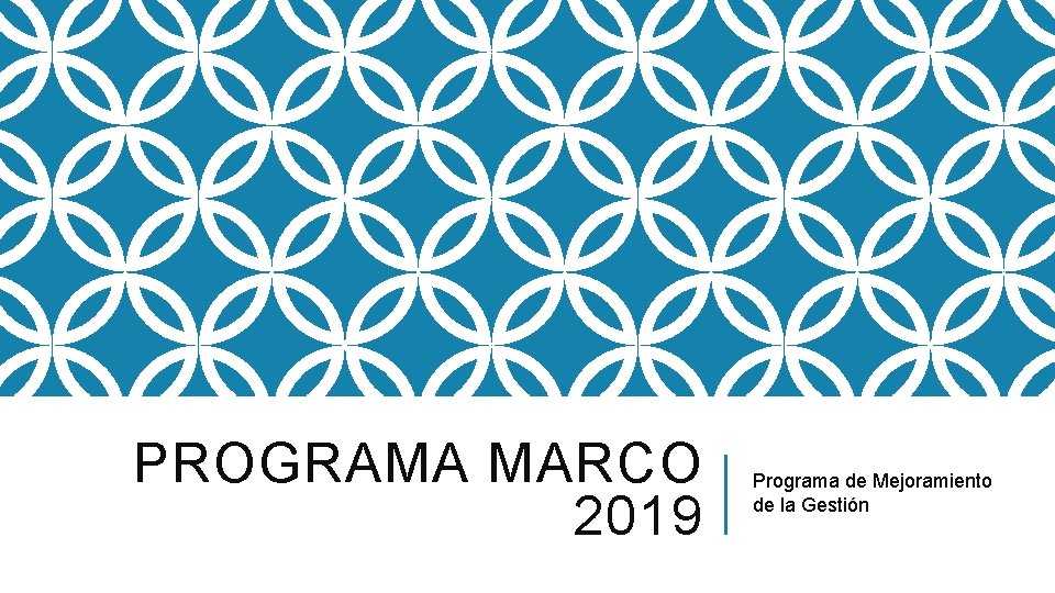 PROGRAMA MARCO 2019 Programa de Mejoramiento de la Gestión 