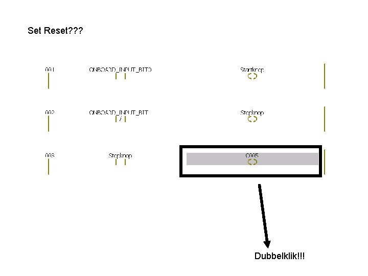 Set Reset? ? ? Dubbelklik!!! 