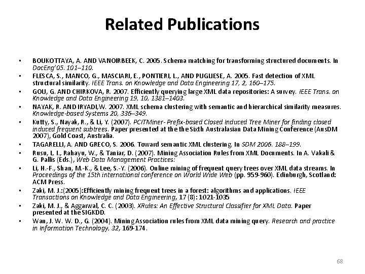 Related Publications • • • BOUKOTTAYA, A. AND VANOIRBEEK, C. 2005. Schema matching for