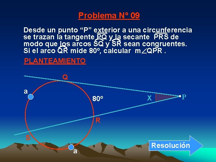 Problema Nº 09 Desde un punto “P” exterior a una circunferencia se trazan la