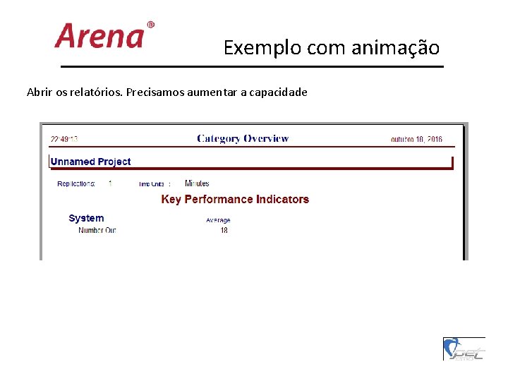 Exemplo com animação Abrir os relatórios. Precisamos aumentar a capacidade 