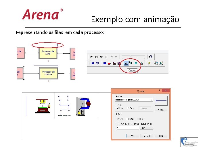 Exemplo com animação Representando as filas em cada processo: 