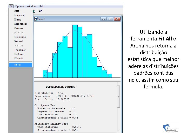 Utilizando a ferramenta Fit All o Arena nos retorna a distribuição estatística que melhor