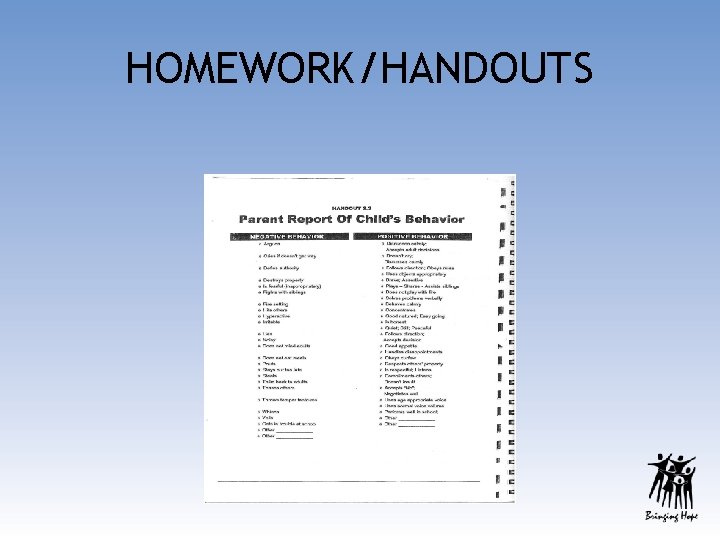 HOMEWORK/HANDOUTS 