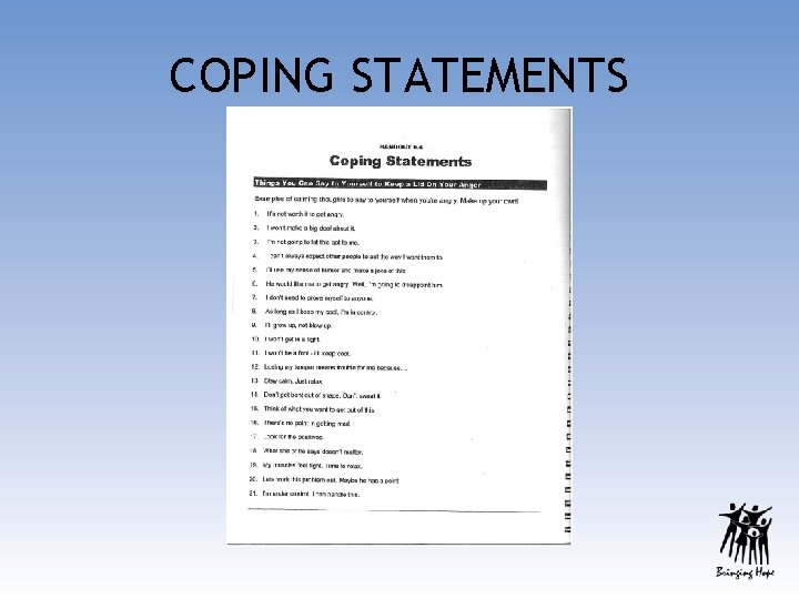 COPING STATEMENTS 