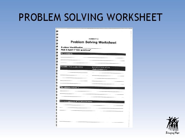 PROBLEM SOLVING WORKSHEET 