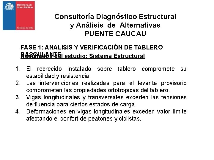 Consultoría Diagnóstico Estructural y Análisis de Alternativas PUENTE CAUCAU FASE 1: ANALISIS Y VERIFICACIÓN