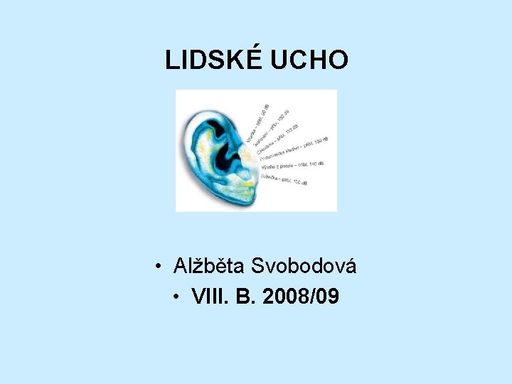 LIDSKÉ UCHO • Alžběta Svobodová • VIII. B. 2008/09 