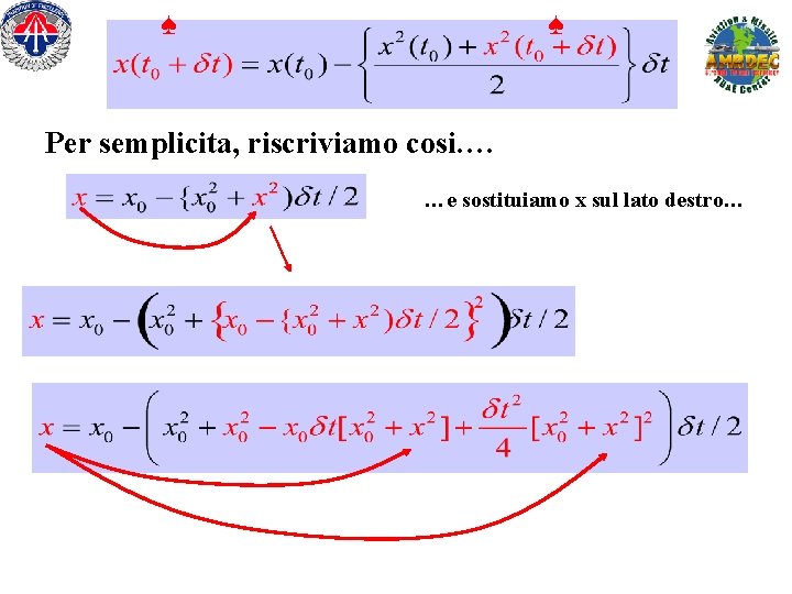 ♠ ♠ Per semplicita, riscriviamo cosi…. …e sostituiamo x sul lato destro… 