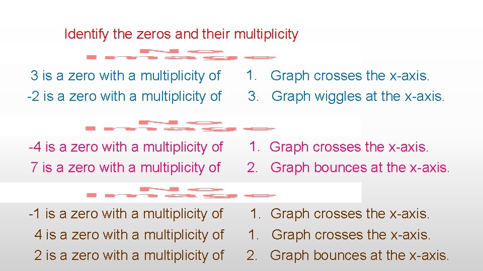 Identify the zeros and their multiplicity 3 is a zero with a multiplicity of