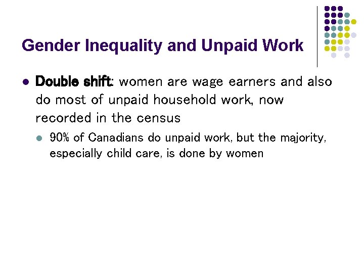 Gender Inequality and Unpaid Work l Double shift: women are wage earners and also