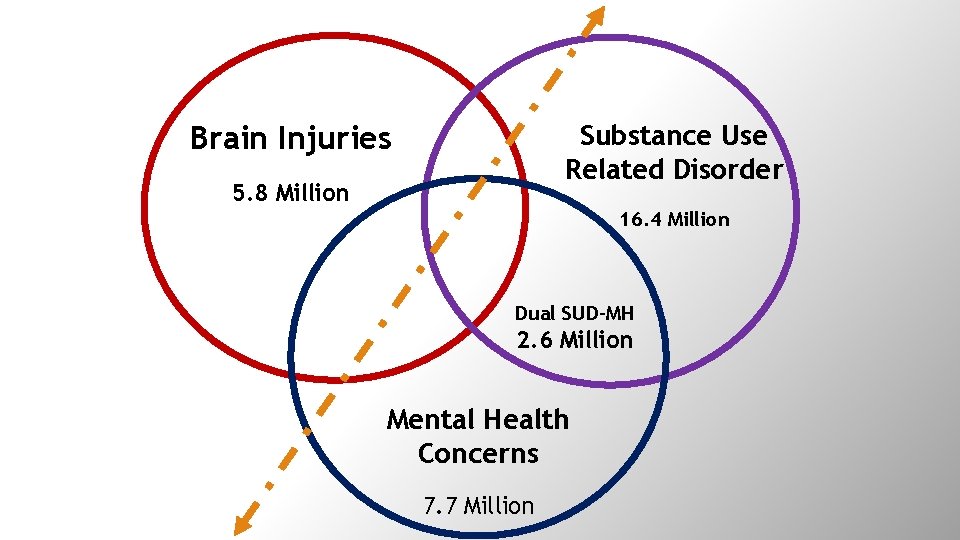 Substance Use Related Disorder Brain Injuries 5. 8 Million 16. 4 Million Dual SUD-MH