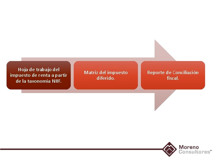 Hoja de trabajo del impuesto de renta a partir de la taxonomia NIIF. Matriz