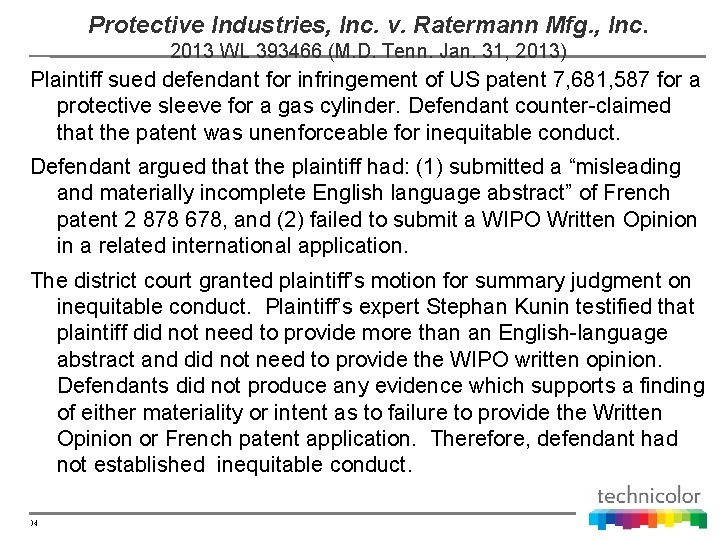Protective Industries, Inc. v. Ratermann Mfg. , Inc. 2013 WL 393466 (M. D. Tenn.