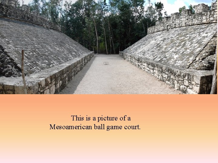 This is a picture of a Mesoamerican ball game court. 