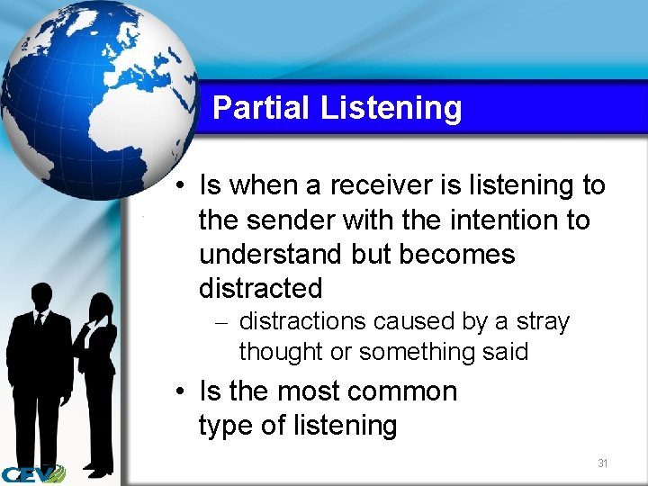 Partial Listening • Is when a receiver is listening to the sender with the