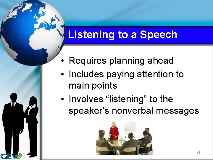 Listening to a Speech • Requires planning ahead • Includes paying attention to main