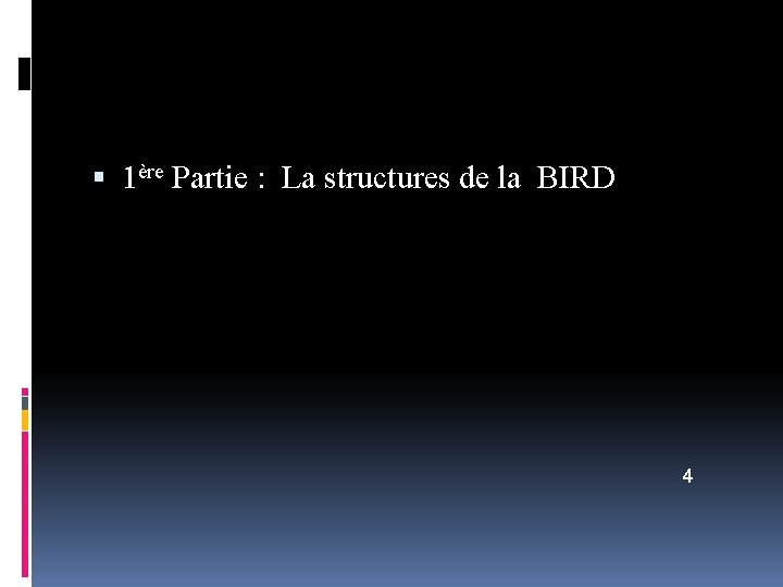  1ère Partie : La structures de la BIRD 4 