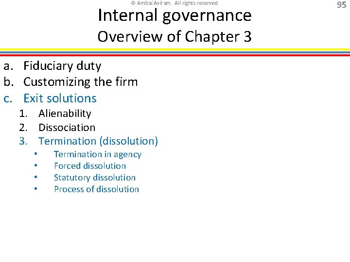 © Amitai Aviram. All rights reserved. Internal governance Overview of Chapter 3 a. Fiduciary