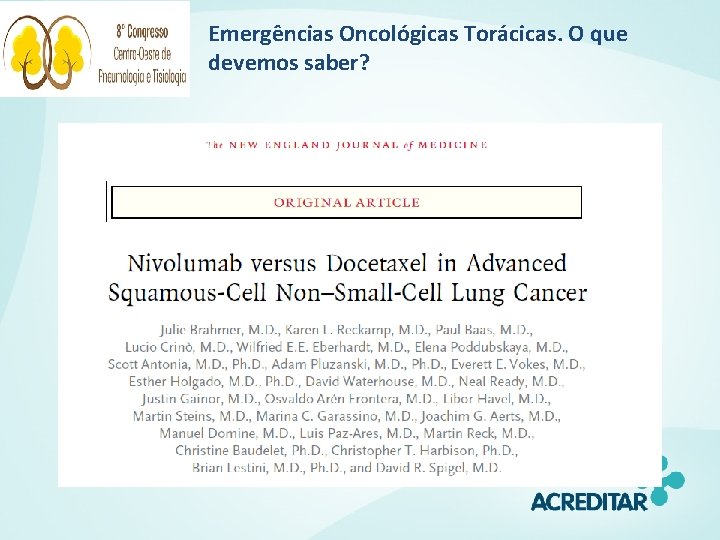 Emergências Oncológicas Torácicas. O que devemos saber? 