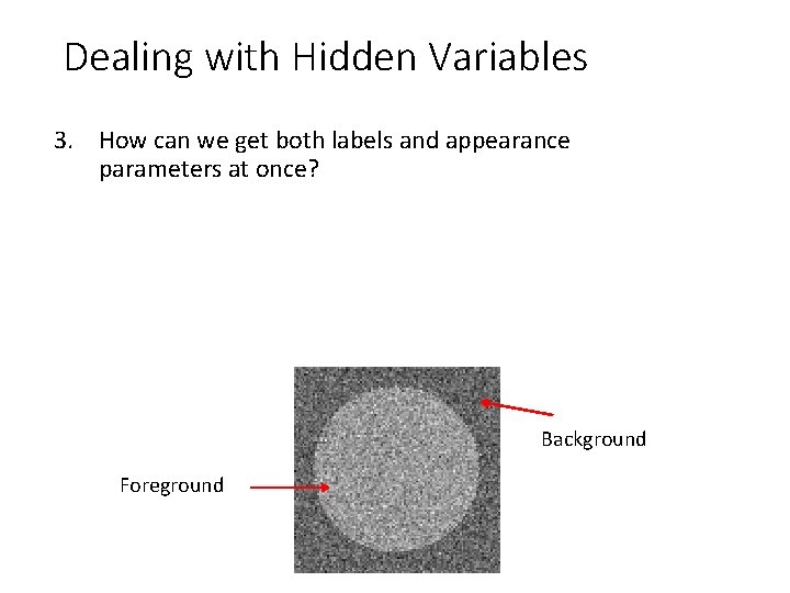 Dealing with Hidden Variables 3. How can we get both labels and appearance parameters