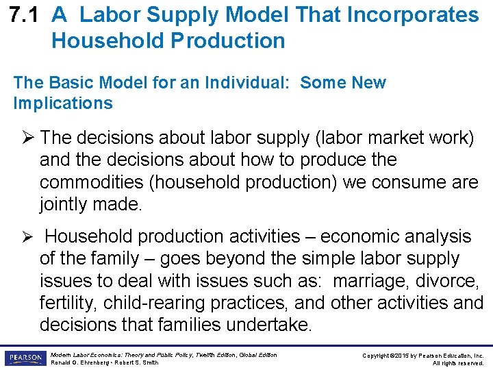 7. 1 A Labor Supply Model That Incorporates Household Production The Basic Model for