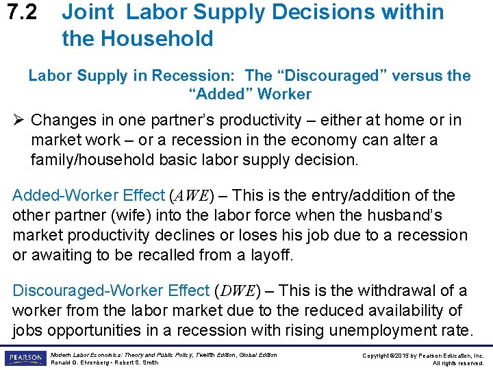 7. 2 Joint Labor Supply Decisions within the Household Labor Supply in Recession: The