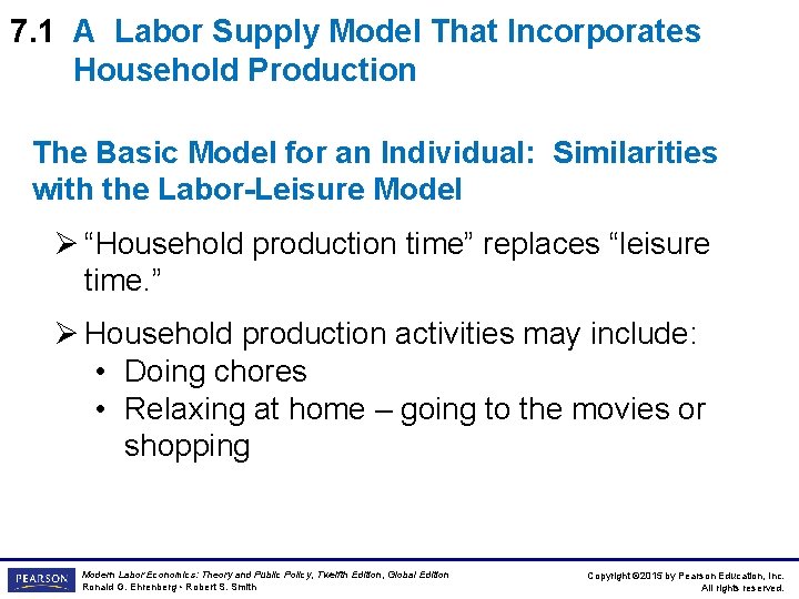 7. 1 A Labor Supply Model That Incorporates Household Production The Basic Model for