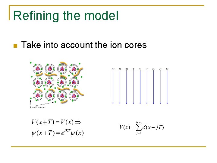 Refining the model n Take into account the ion cores 