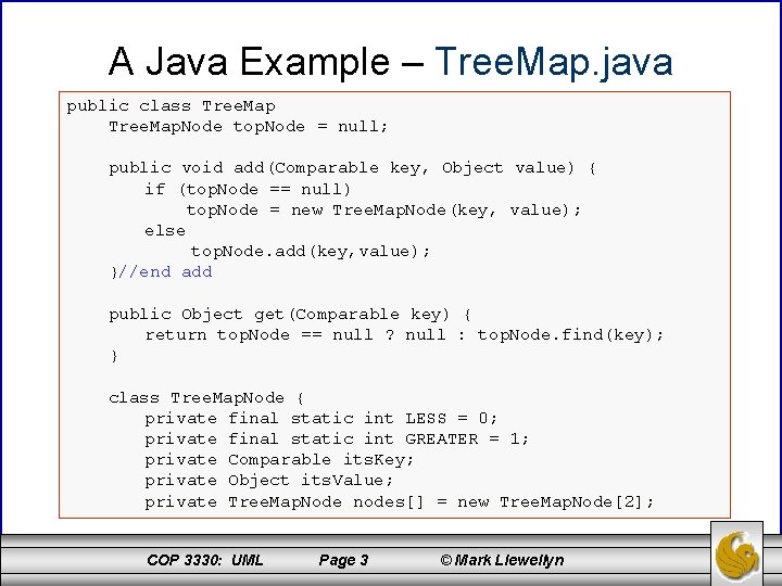 A Java Example – Tree. Map. java public class Tree. Map. Node top. Node