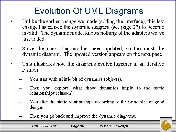 Evolution Of UML Diagrams • Unlike the earlier change we made (adding the interface),