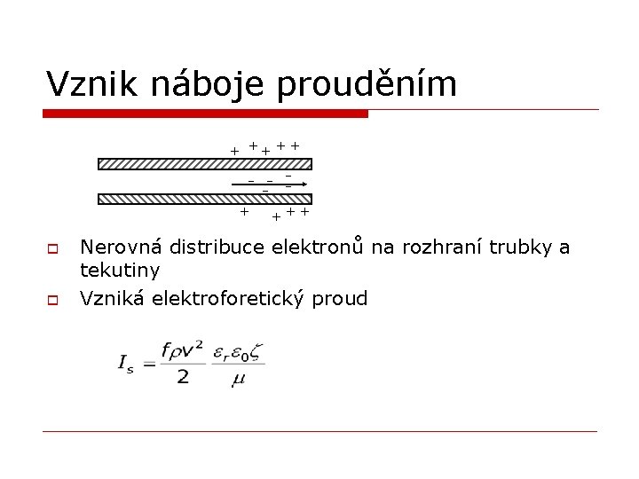 Vznik náboje prouděním + ++ + + - - -+ +++ o o Nerovná