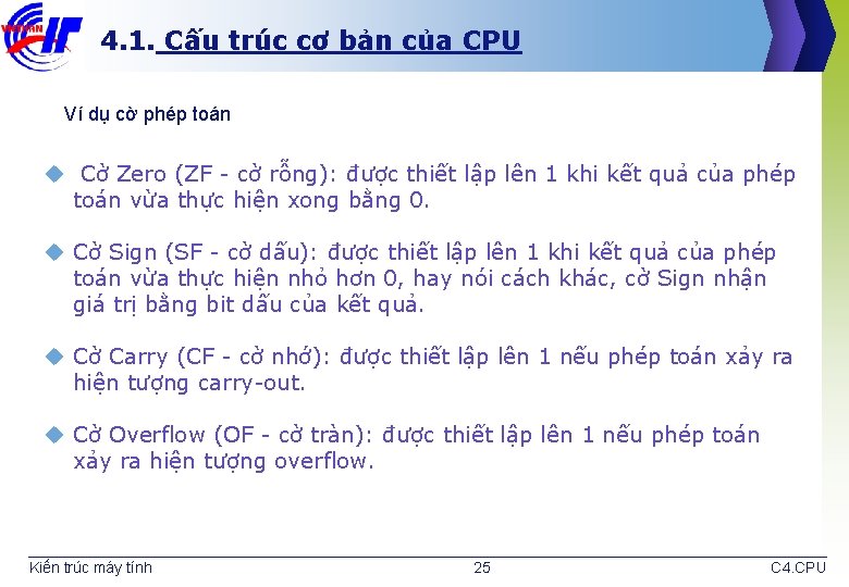 4. 1. Cấu trúc cơ bản của CPU Ví dụ cờ phép toán u