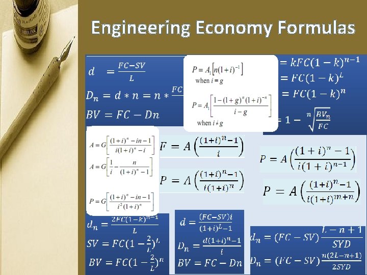 Engineering Economy Formulas 