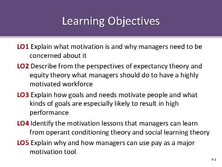 Learning Objectives LO 1 Explain what motivation is and why managers need to be