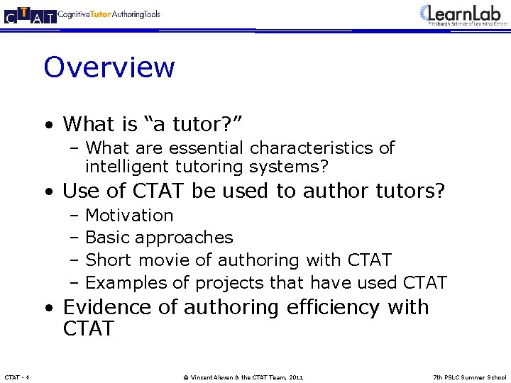 Overview • What is “a tutor? ” – What are essential characteristics of intelligent
