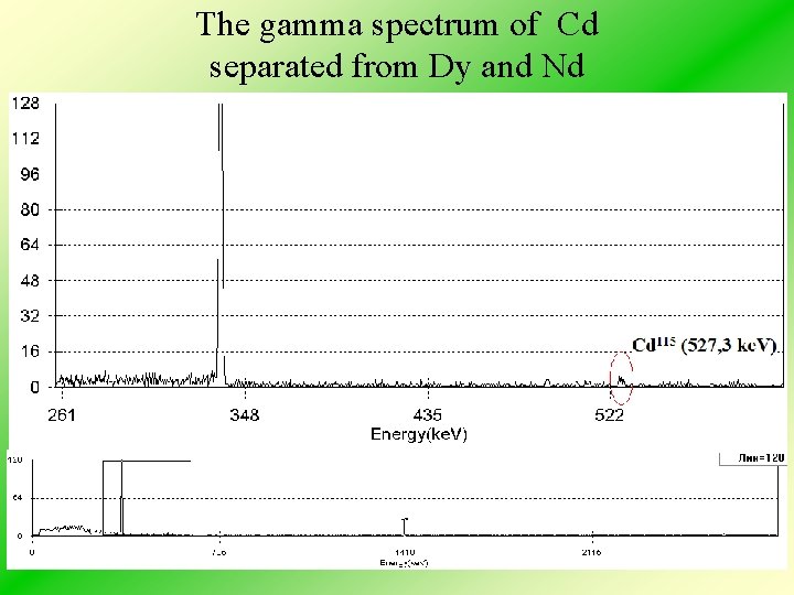 The gamma spectrum of Cd separated from Dy and Nd 