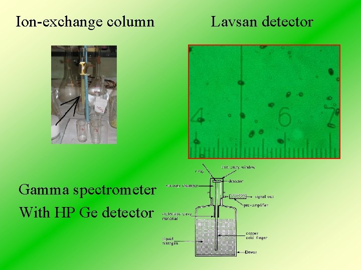 Ion-exchange column Gamma spectrometer With HP Ge detector Lavsan detector 