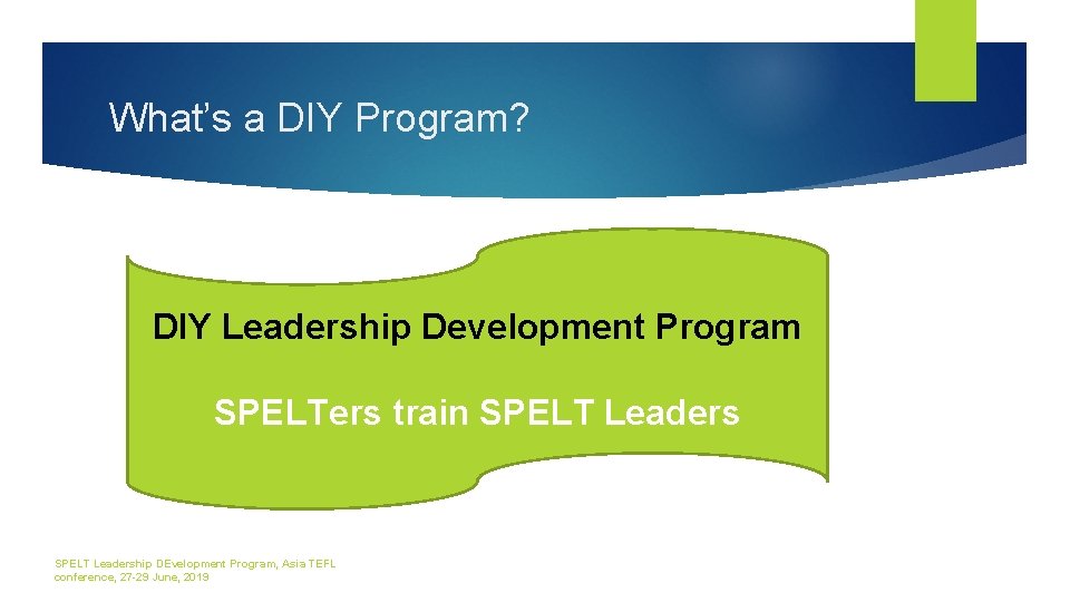 What’s a DIY Program? DIY Leadership Development Program SPELTers train SPELT Leadership DEvelopment Program,