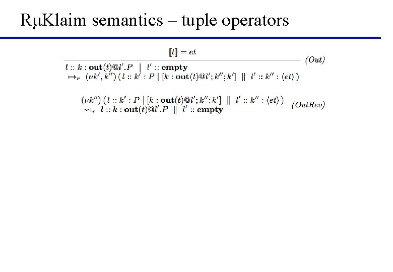 RμKlaim semantics – tuple operators 