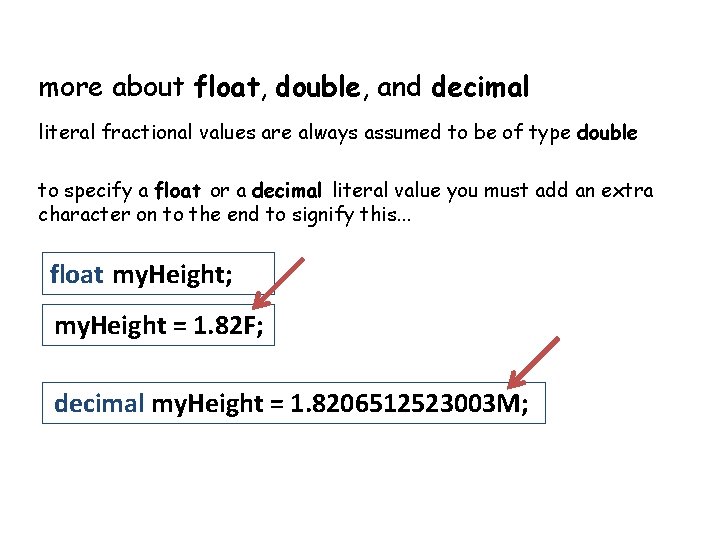 more about float, double, and decimal literal fractional values are always assumed to be more about float, double, and decimal literal fractional values are always assumed to be