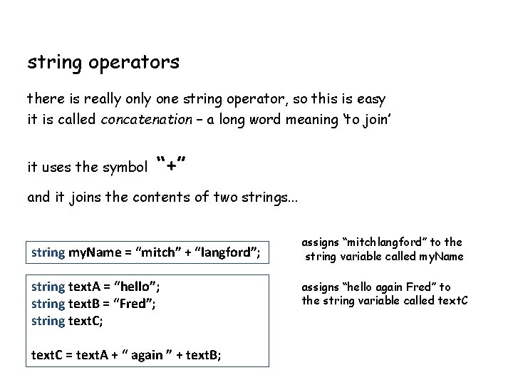 string operators there is really one string operator, so this is easy it is string operators there is really one string operator, so this is easy it is