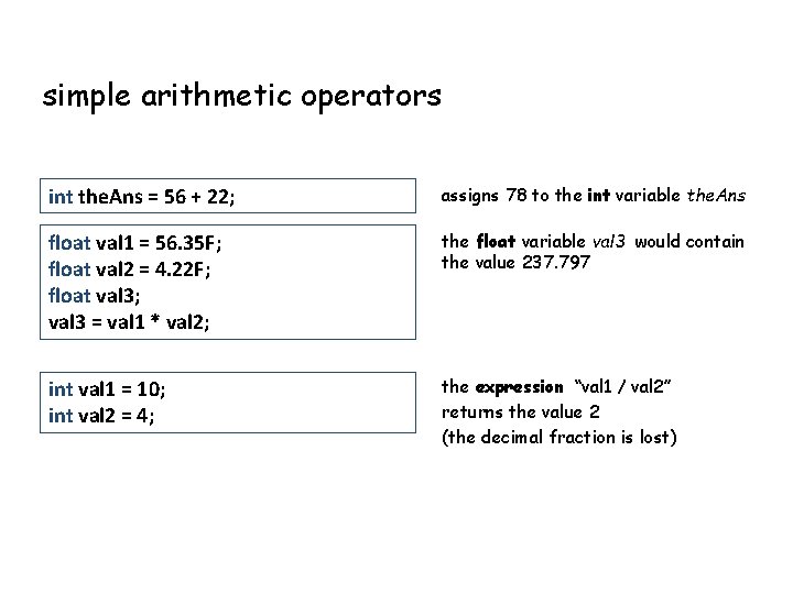 simple arithmetic operators int the. Ans = 56 + 22; assigns 78 to the simple arithmetic operators int the. Ans = 56 + 22; assigns 78 to the