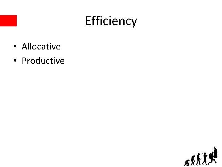 Efficiency • Allocative • Productive 