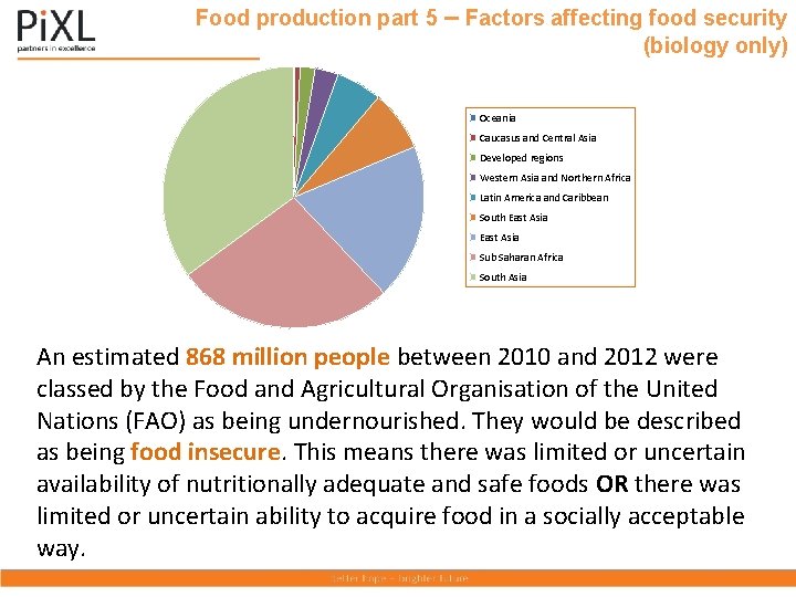 Food production part 5 – Factors affecting food security (biology only) Oceania Caucasus and